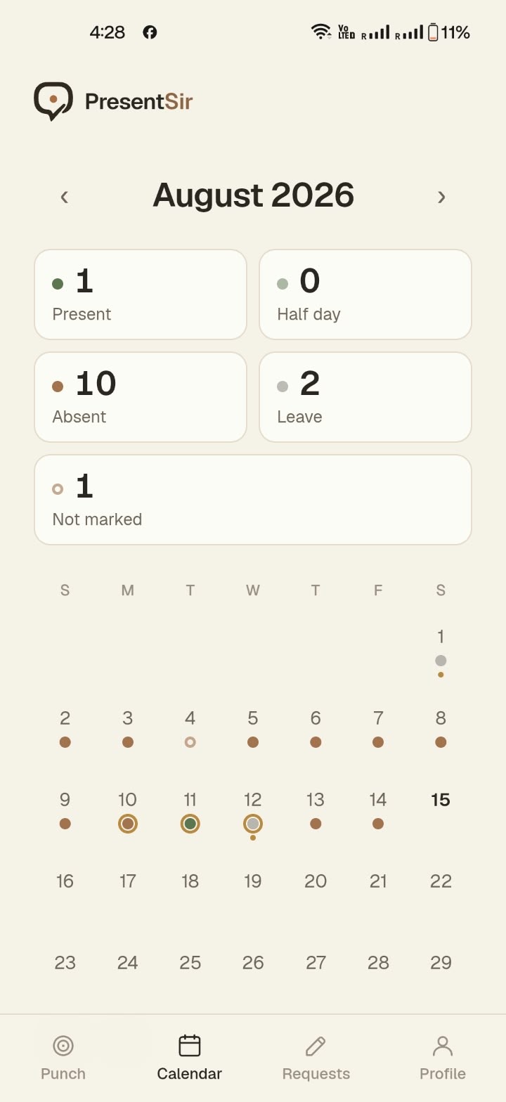 Attendance and requests — screen 1
