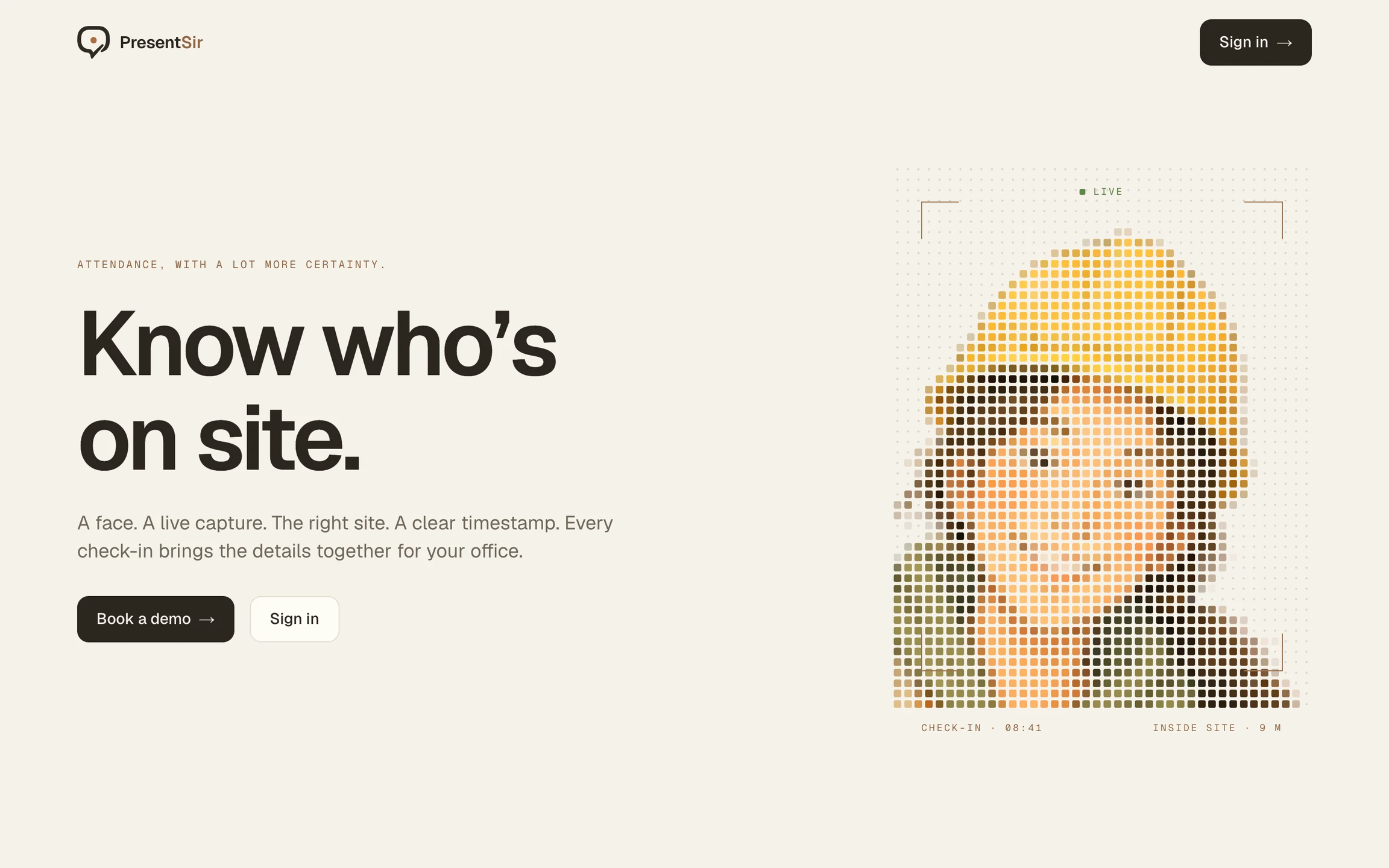 The PresentSir home page