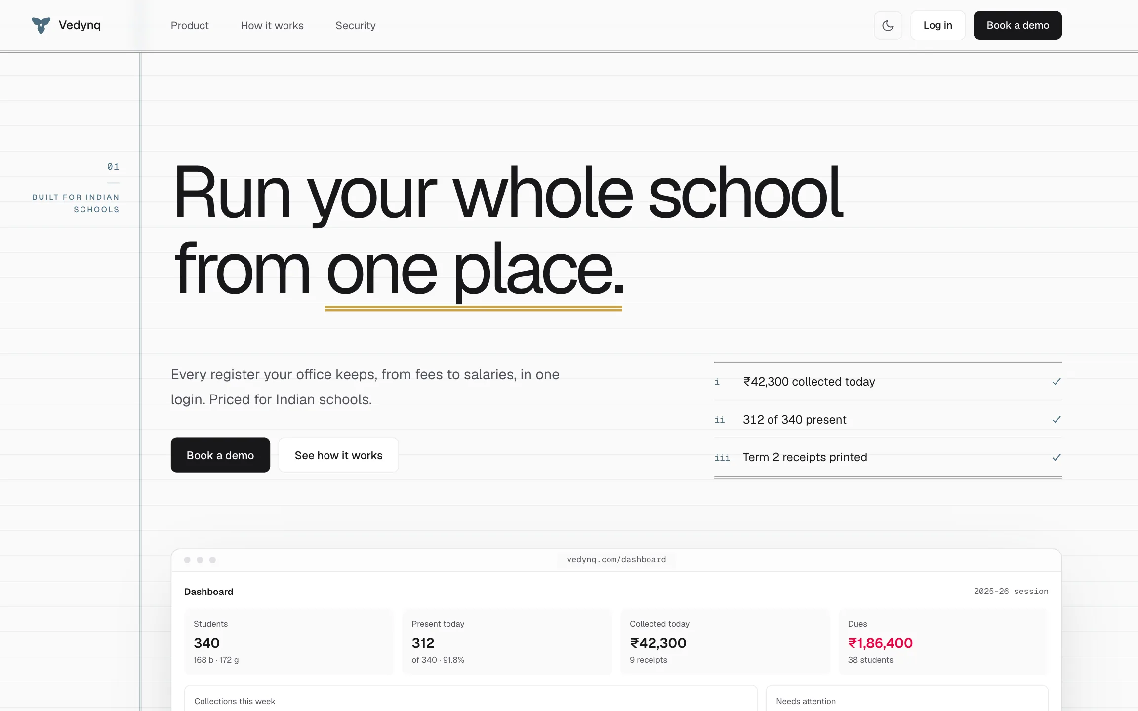 Vedynq product interface