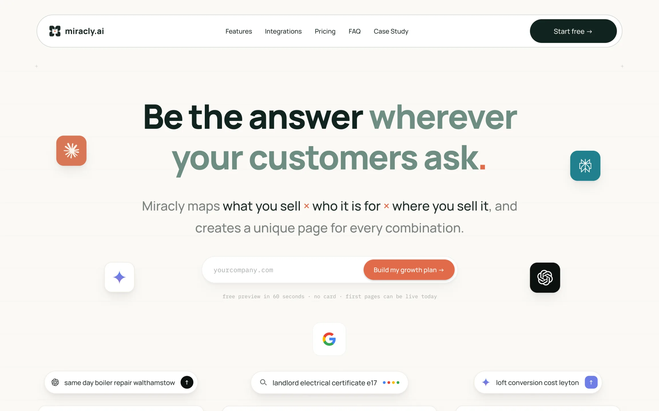 Miracly product interface