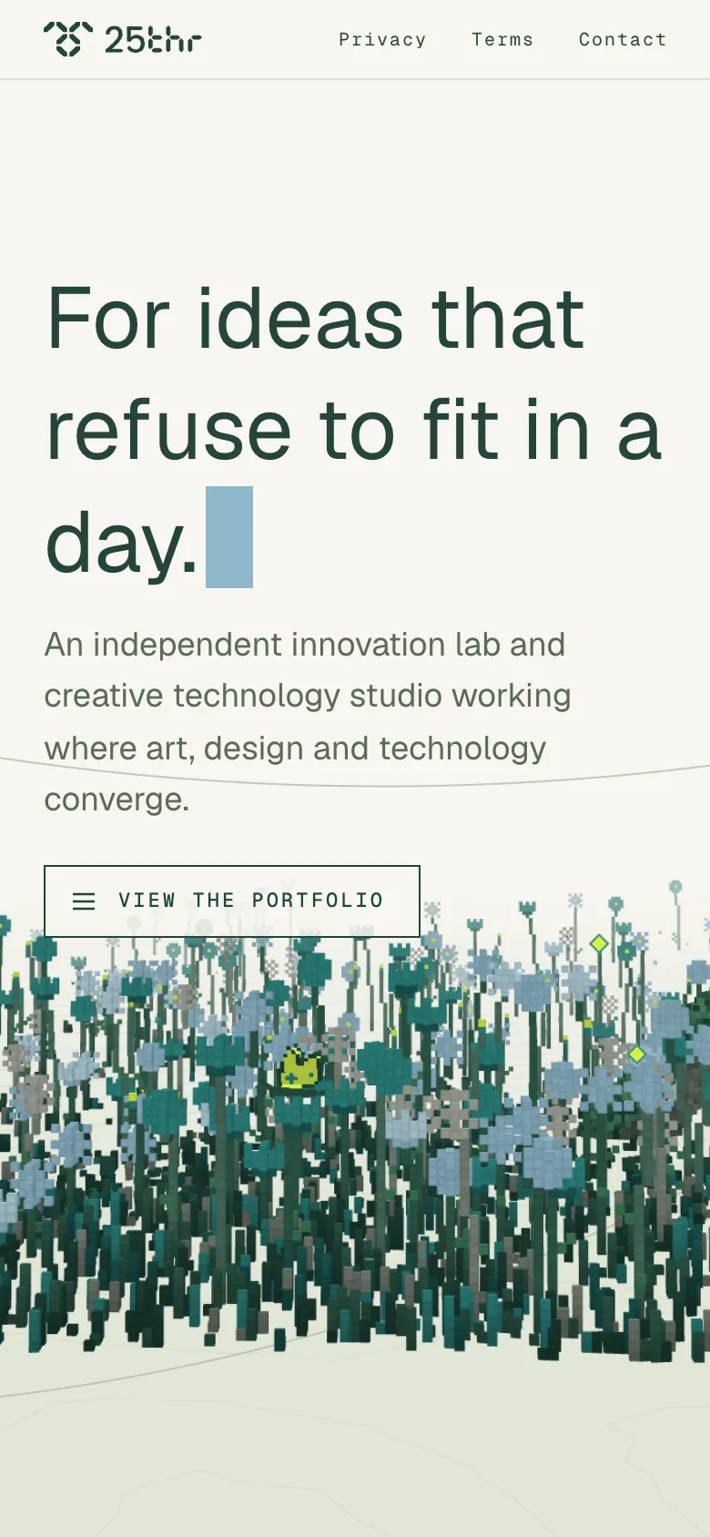 The 25th Hour home page on a phone