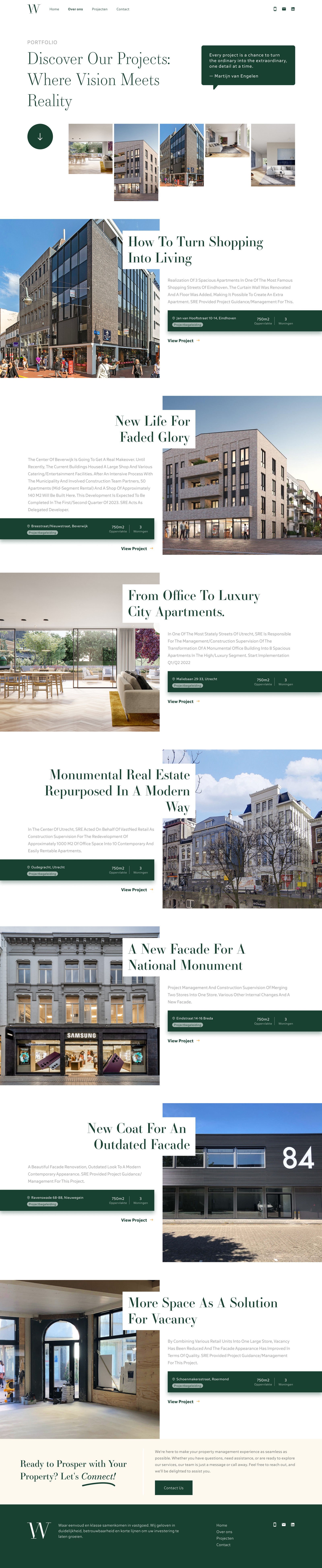 The projects page