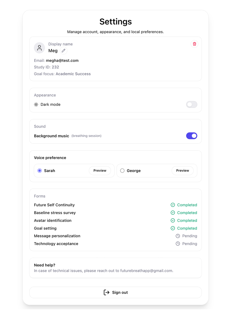 Message history and settings — screen 2